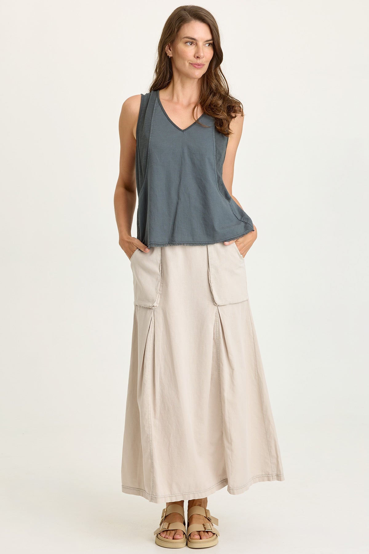 Wearables Mazie Linen/Jersey V-Neck Tank