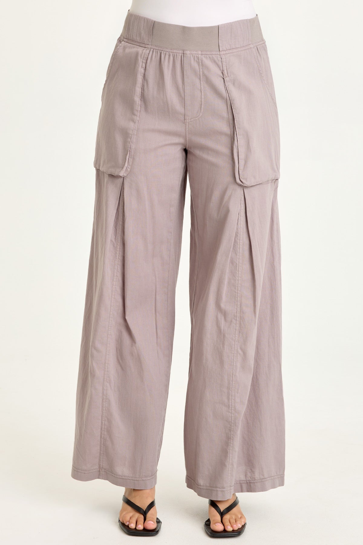 Wearables Charli Cotton Linen Inverted Box Pleats Pull-On Wide Leg