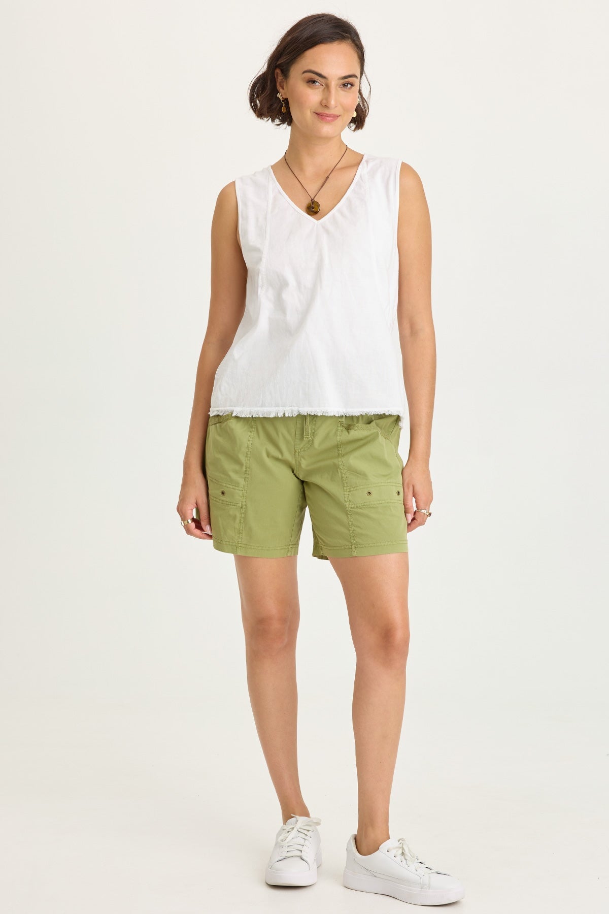 Wearables Greta Poplin Smocked-Waist Short