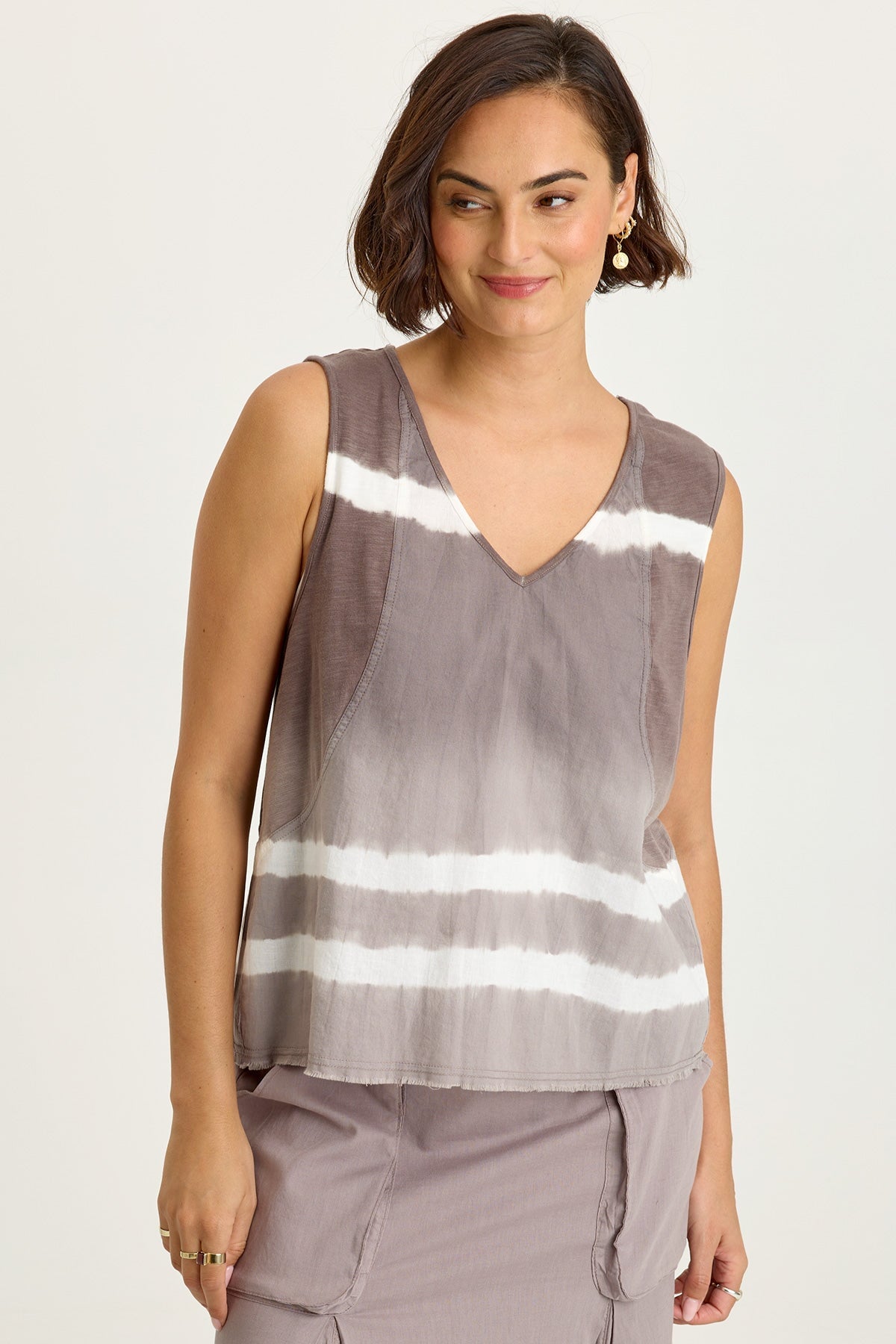 Wearables Mazie Linen/Jersey V-Neck Tank