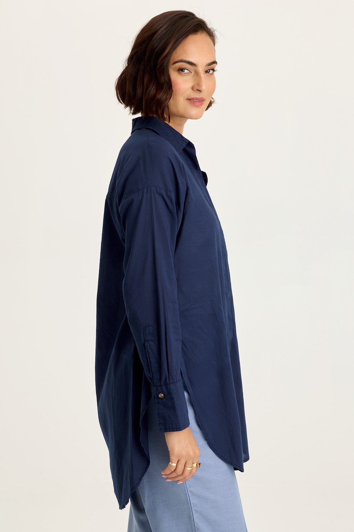 Wearables Ellard Voile High-Low Button-Up Blouse