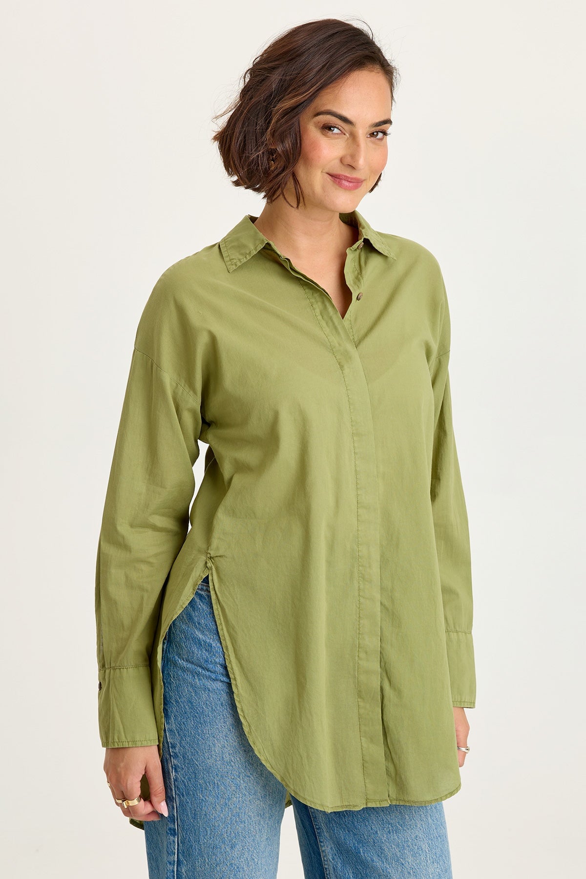 Wearables Ellard Voile High-Low Button-Up Blouse