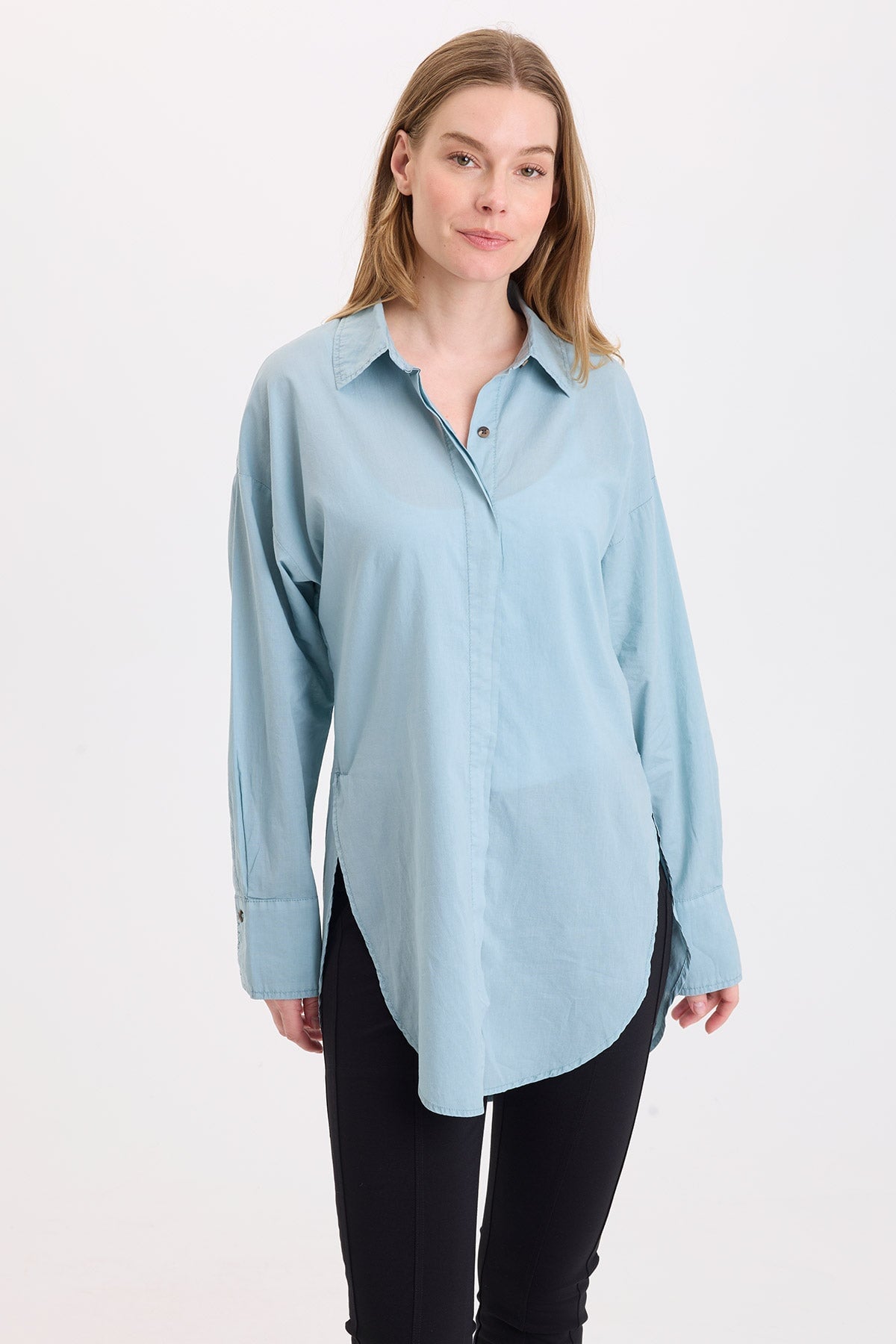 Wearables Ellard Voile High-Low Button-Up Blouse