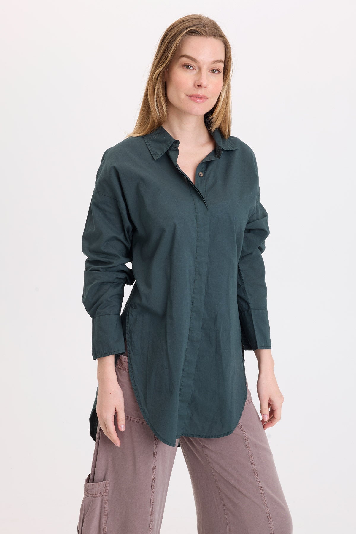 Wearables Ellard Voile High-Low Button-Up Blouse