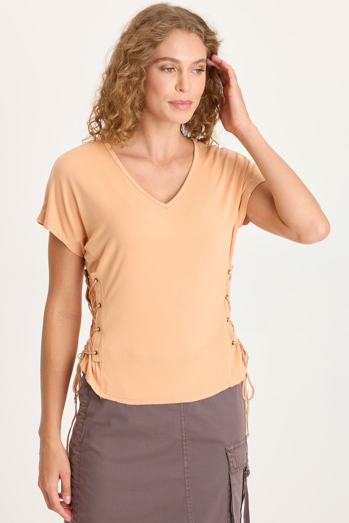 XCVI Sandro Jersey Lace-Up Top