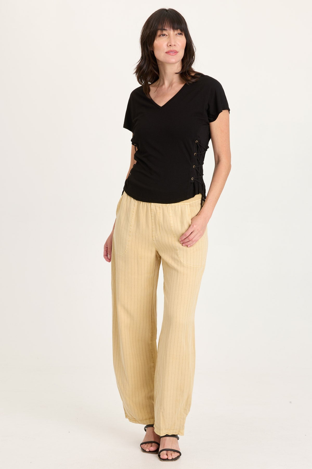 XCVI Sandro Jersey Lace-Up Top