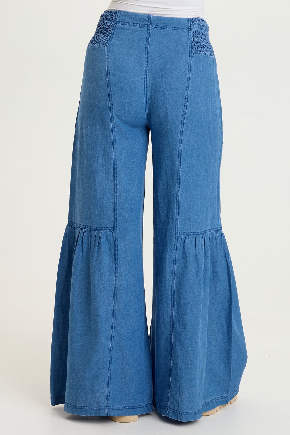 XCVI Zain Indigo Twill Tiered Wide Leg