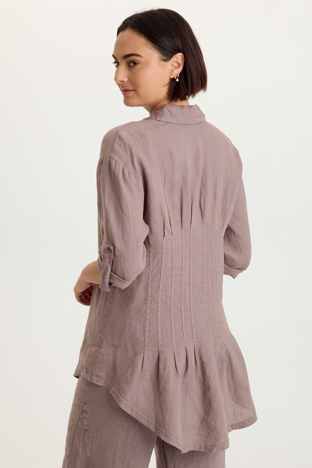 XCVI Moira Linen Hi-Lo Button-Up Top