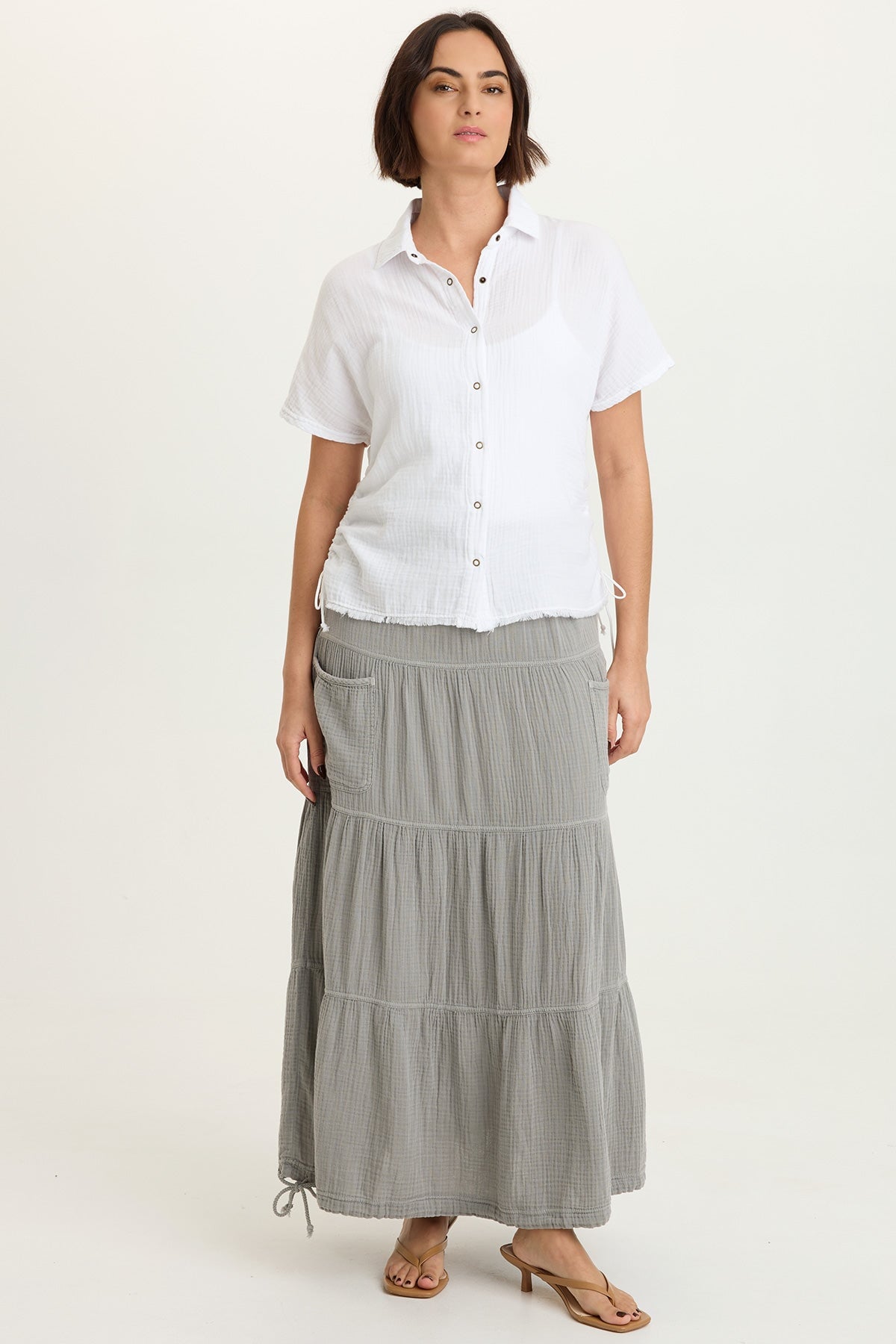 XCVI Creston Gauze Snap-Up Top