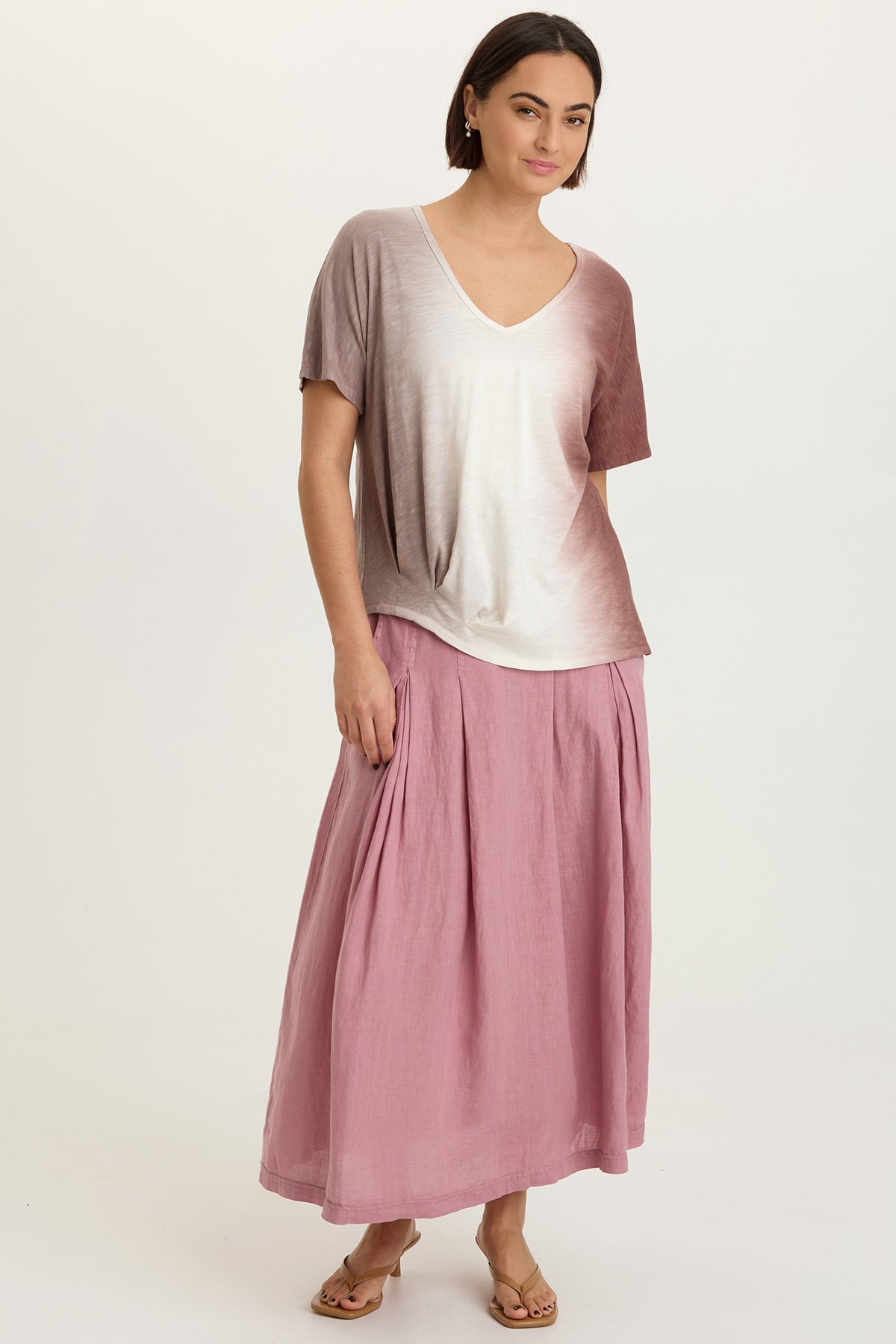 XCVI Aderyn Linen Pleated Skirt