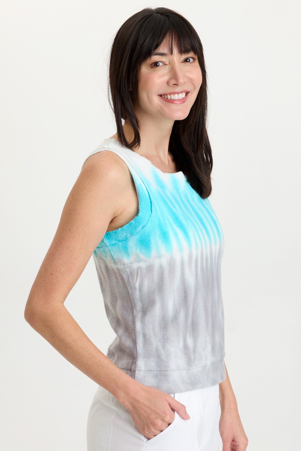 Wearables Ila Crepe Knit Raw Edge Tank
