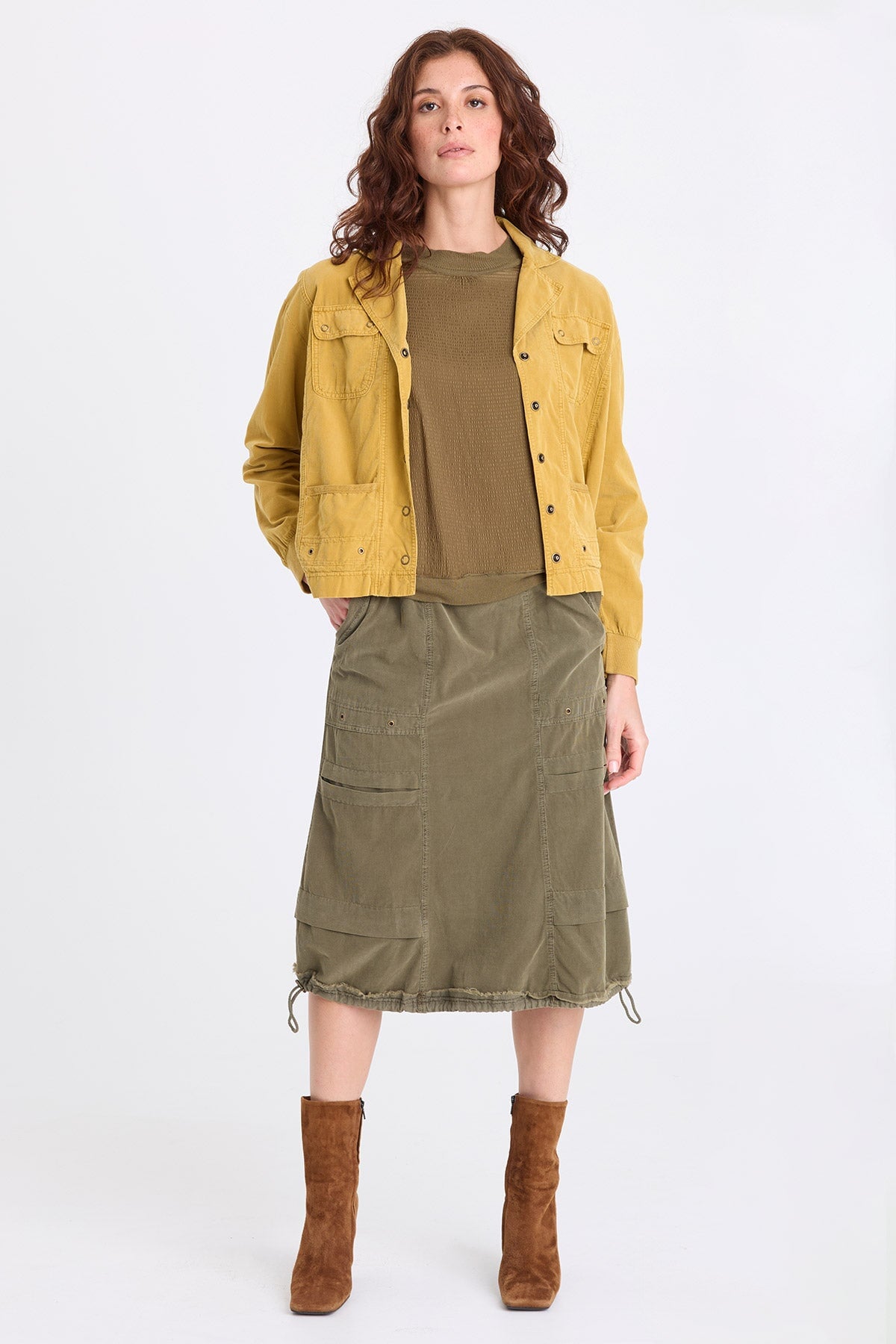 XCVI Reine Corduroy Cinch Hem Skirt