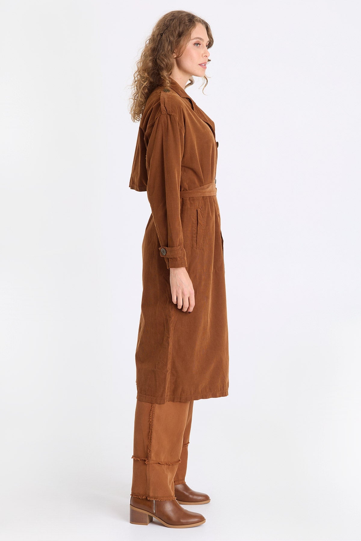 XCVI Harun Corduroy Belted Trench