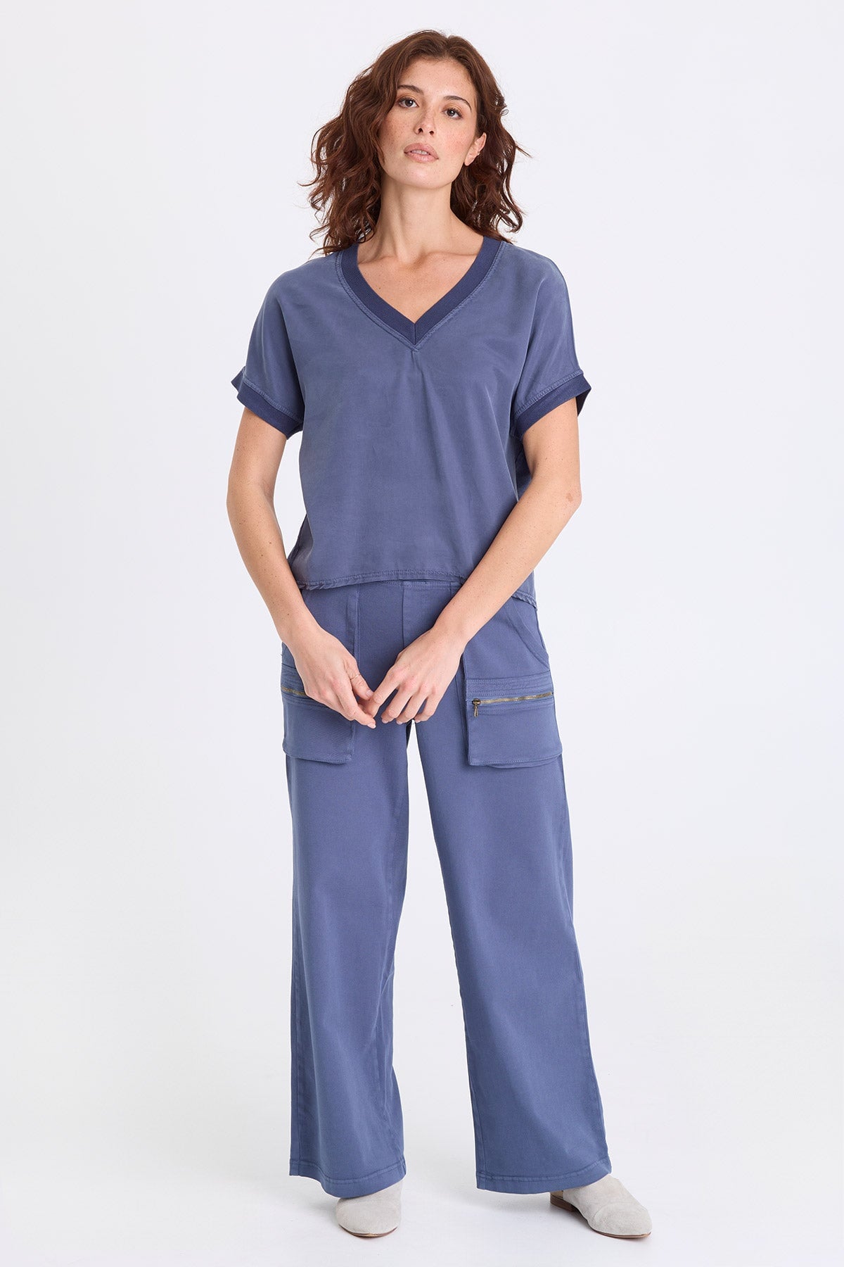 XCVI Hanno Soft Twill V-Neck Top