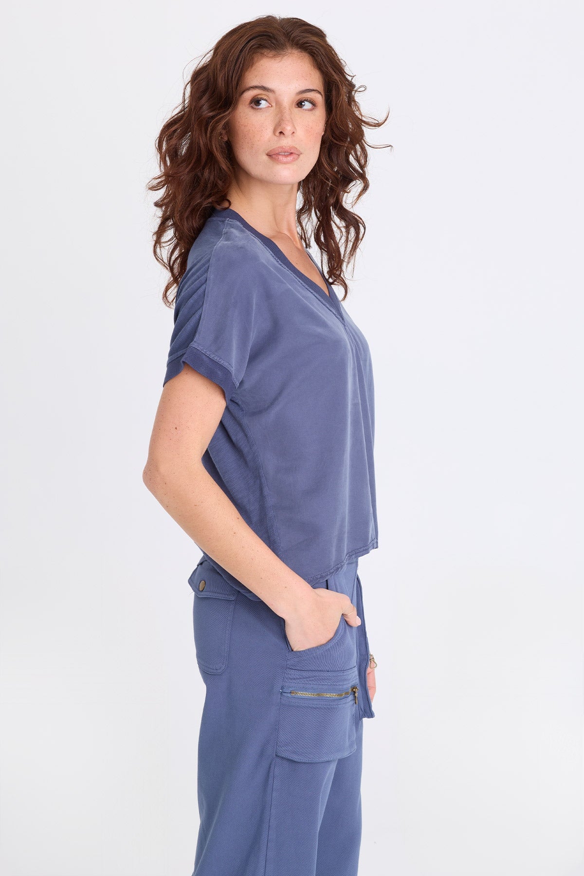 XCVI Hanno Soft Twill V-Neck Top