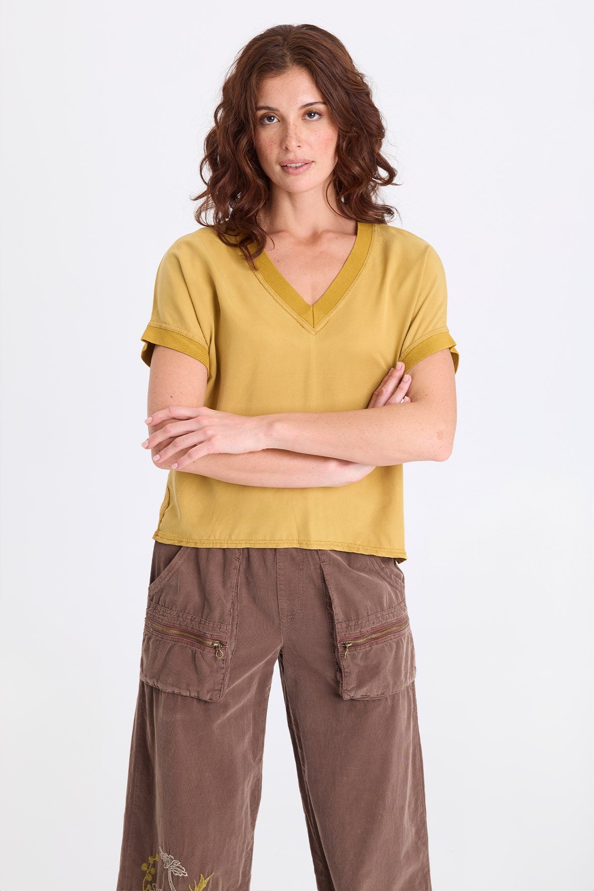 XCVI Hanno Soft Twill V-Neck Top