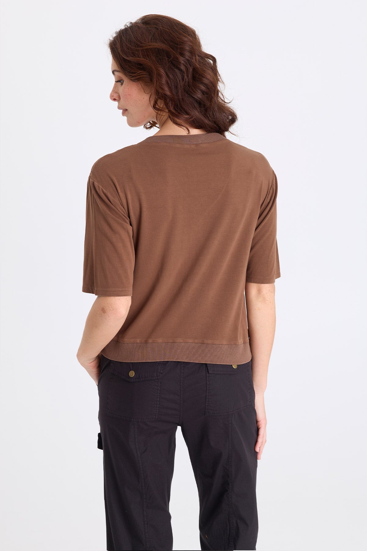 XCVI Obi Textured Satin V-Neck Tee