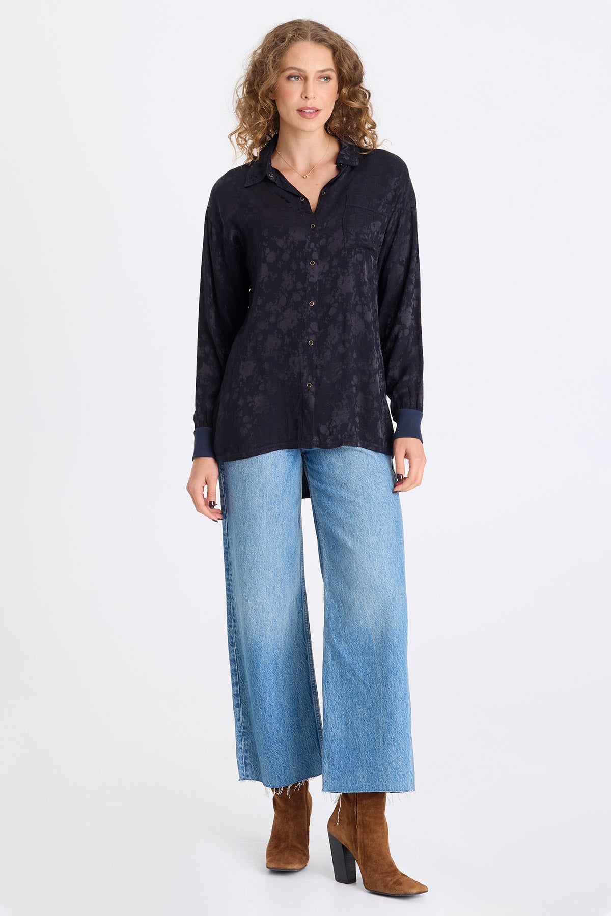XCVI Neptune Textured Satin Blouse