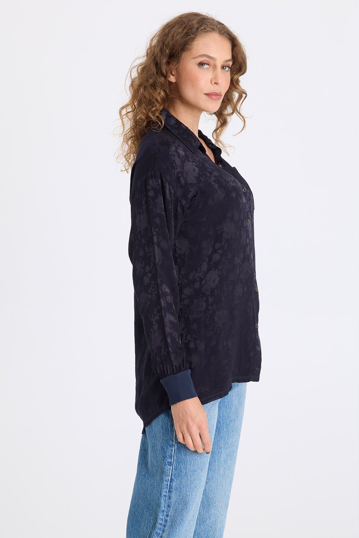 XCVI Neptune Textured Satin Blouse