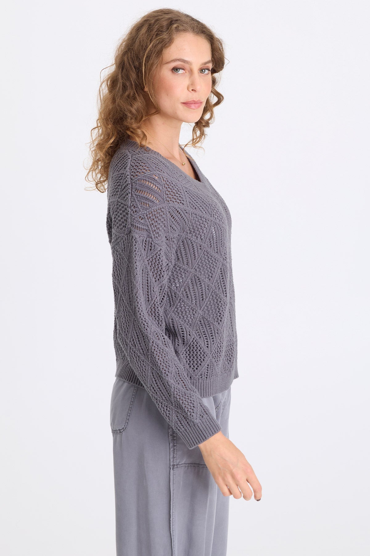 XCVI Agrippa Cotton Open Knit Pullover