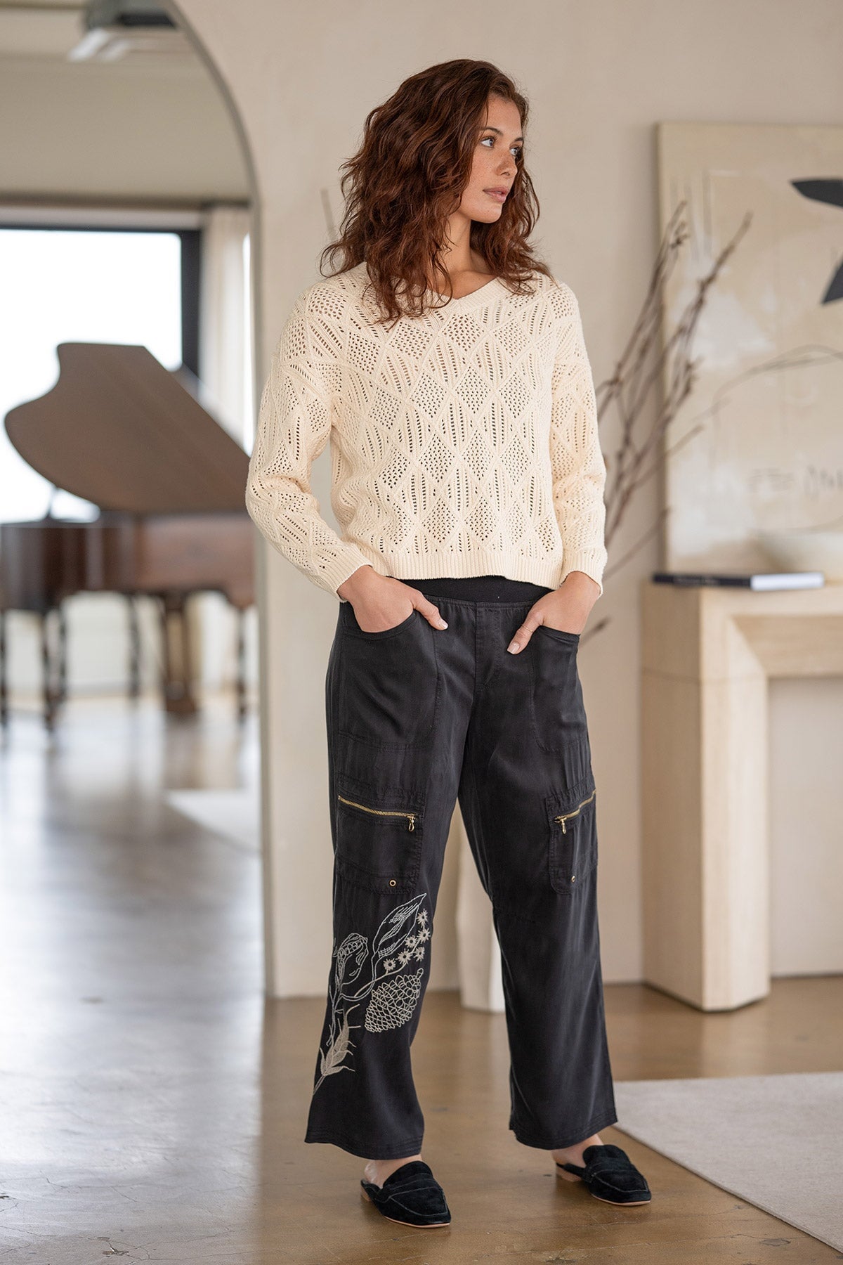 XCVI Agrippa Cotton Open Knit Pullover