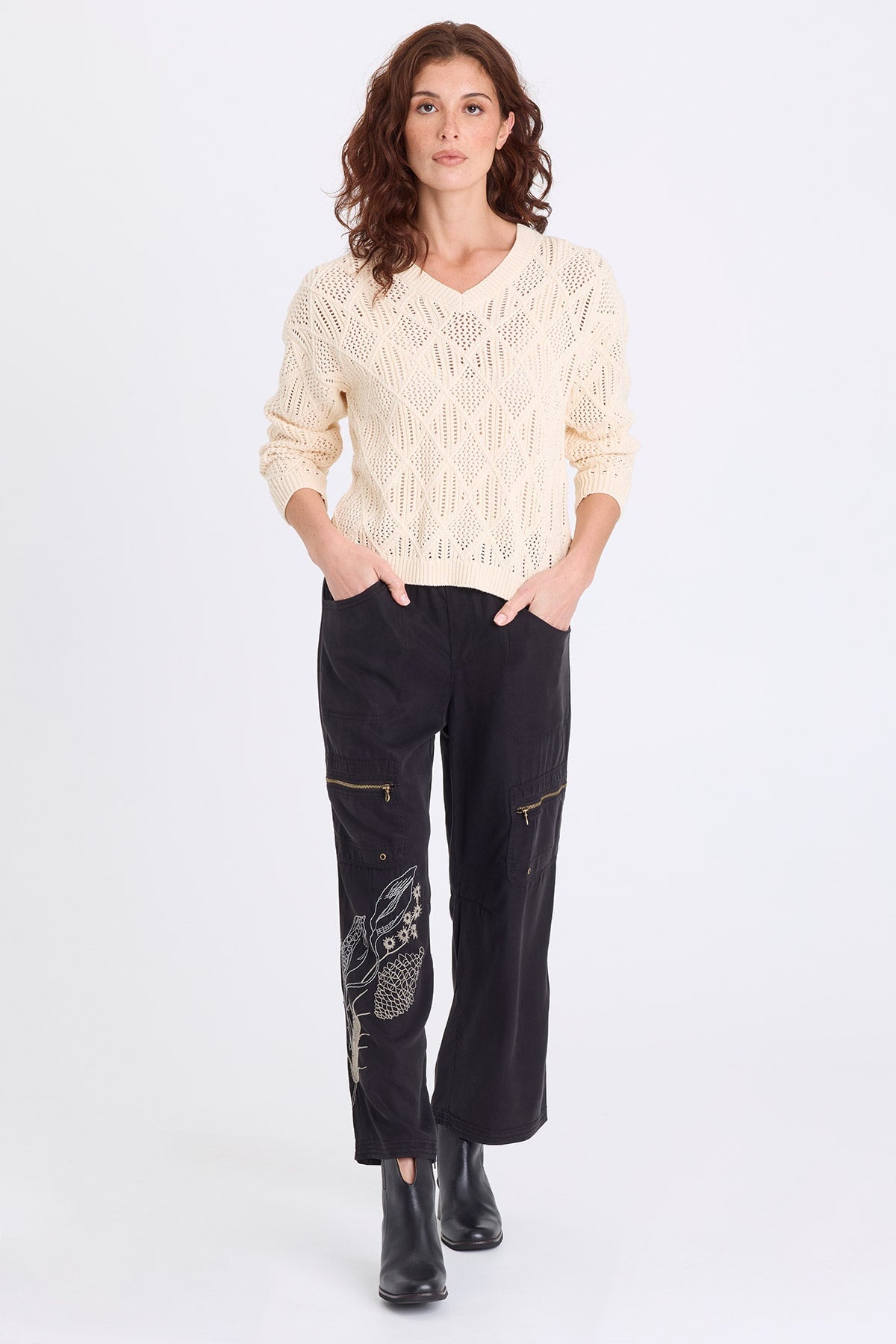 XCVI Agrippa Cotton Open Knit Pullover