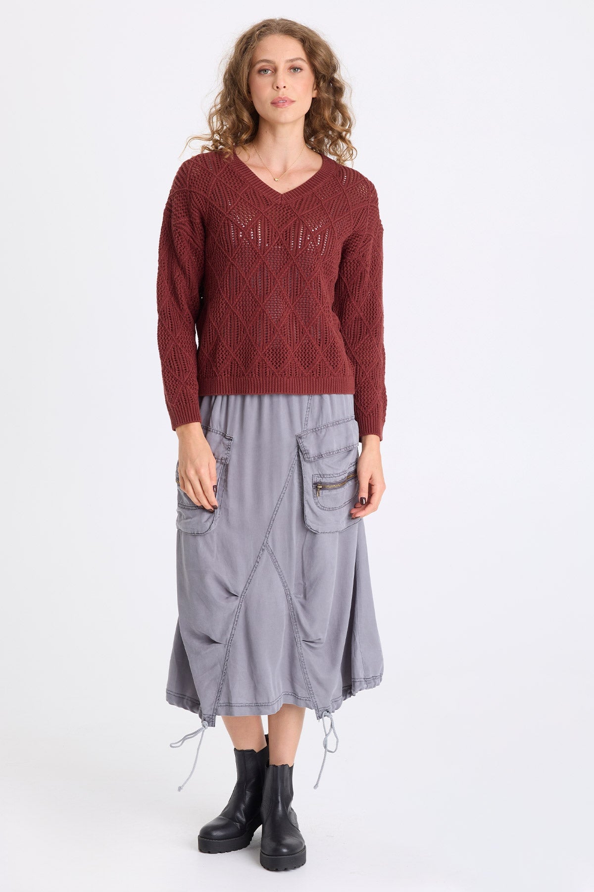 XCVI Cyran Twill Cinch Hem Skirt