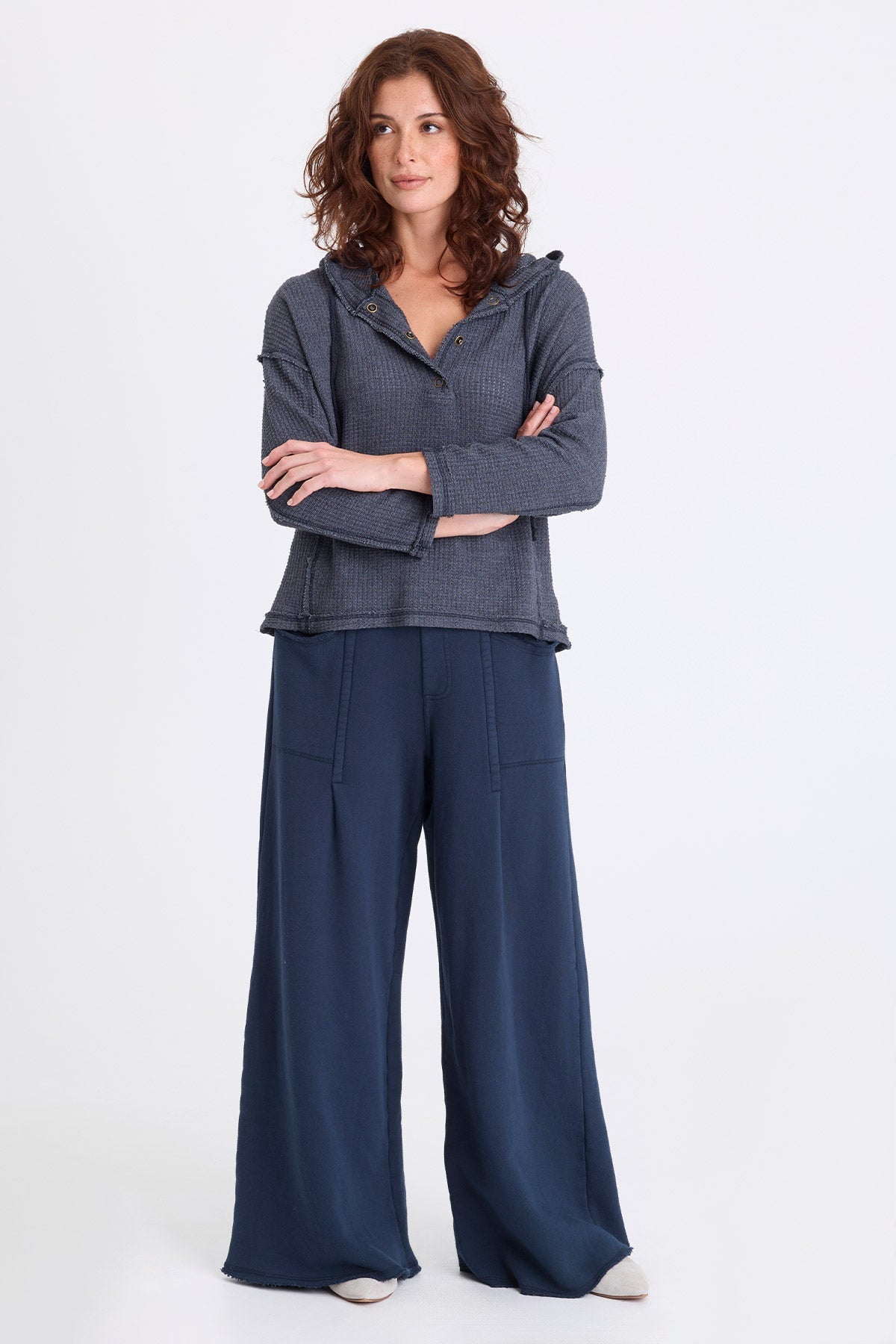 XCVI Panya Thermal Henley Hood Top