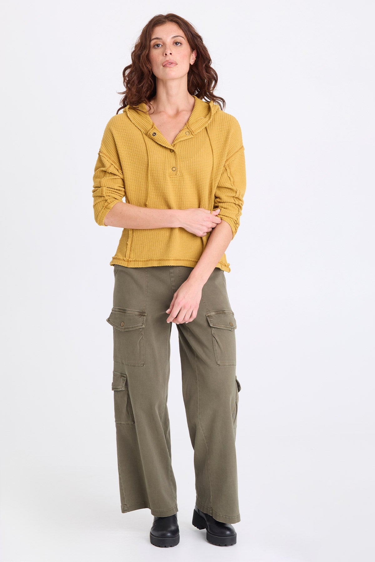XCVI Panya Thermal Henley Hood Top