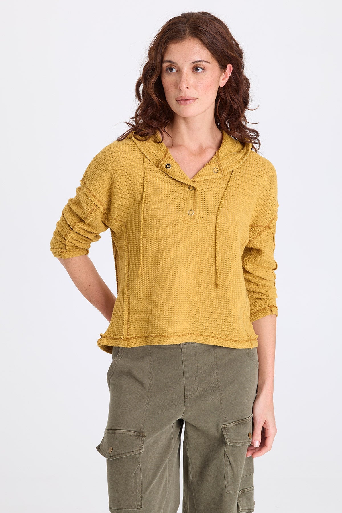 XCVI Panya Thermal Henley Hood Top