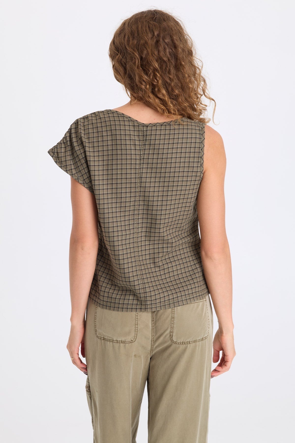 XCVI Sanar Plaid Asymmetric Tank
