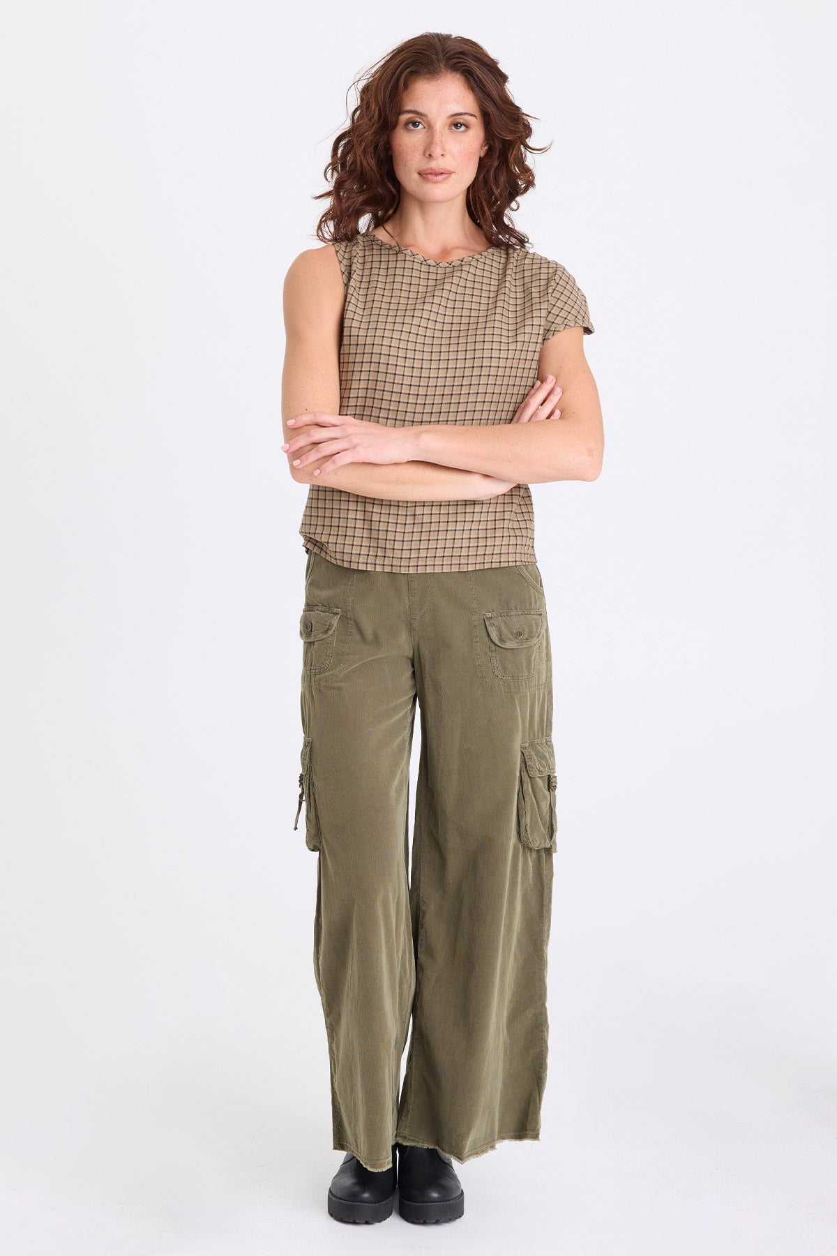 XCVI Sanar Plaid Asymmetric Tank