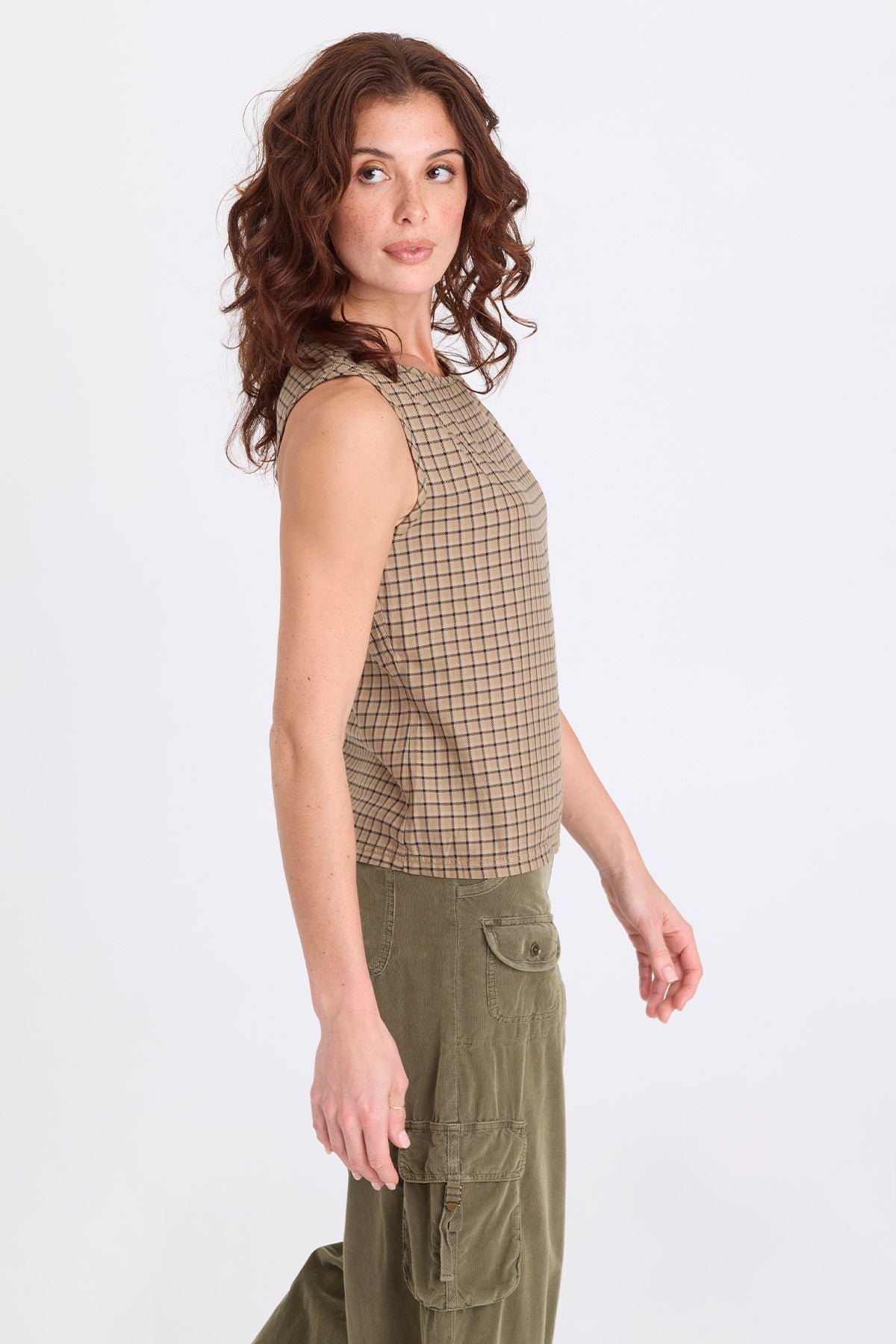XCVI Sanar Plaid Asymmetric Tank