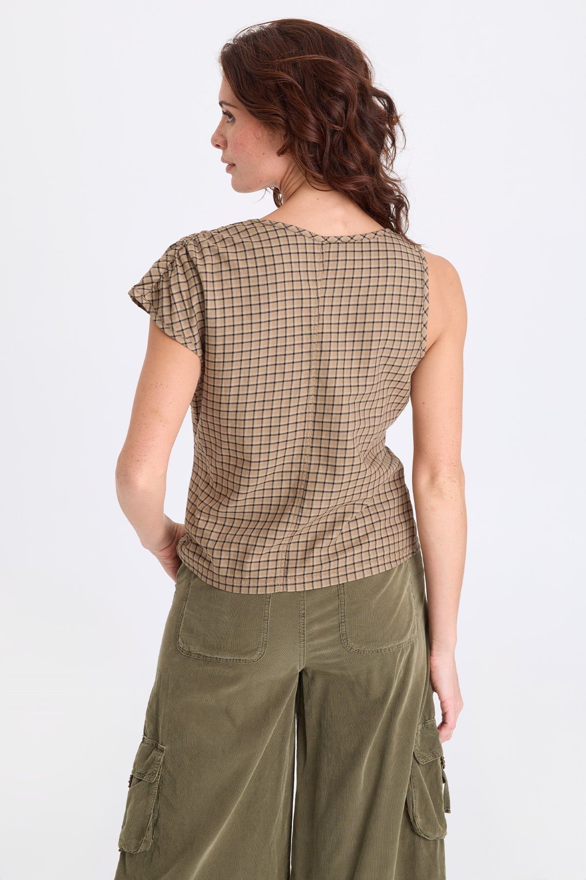 XCVI Sanar Plaid Asymmetric Tank