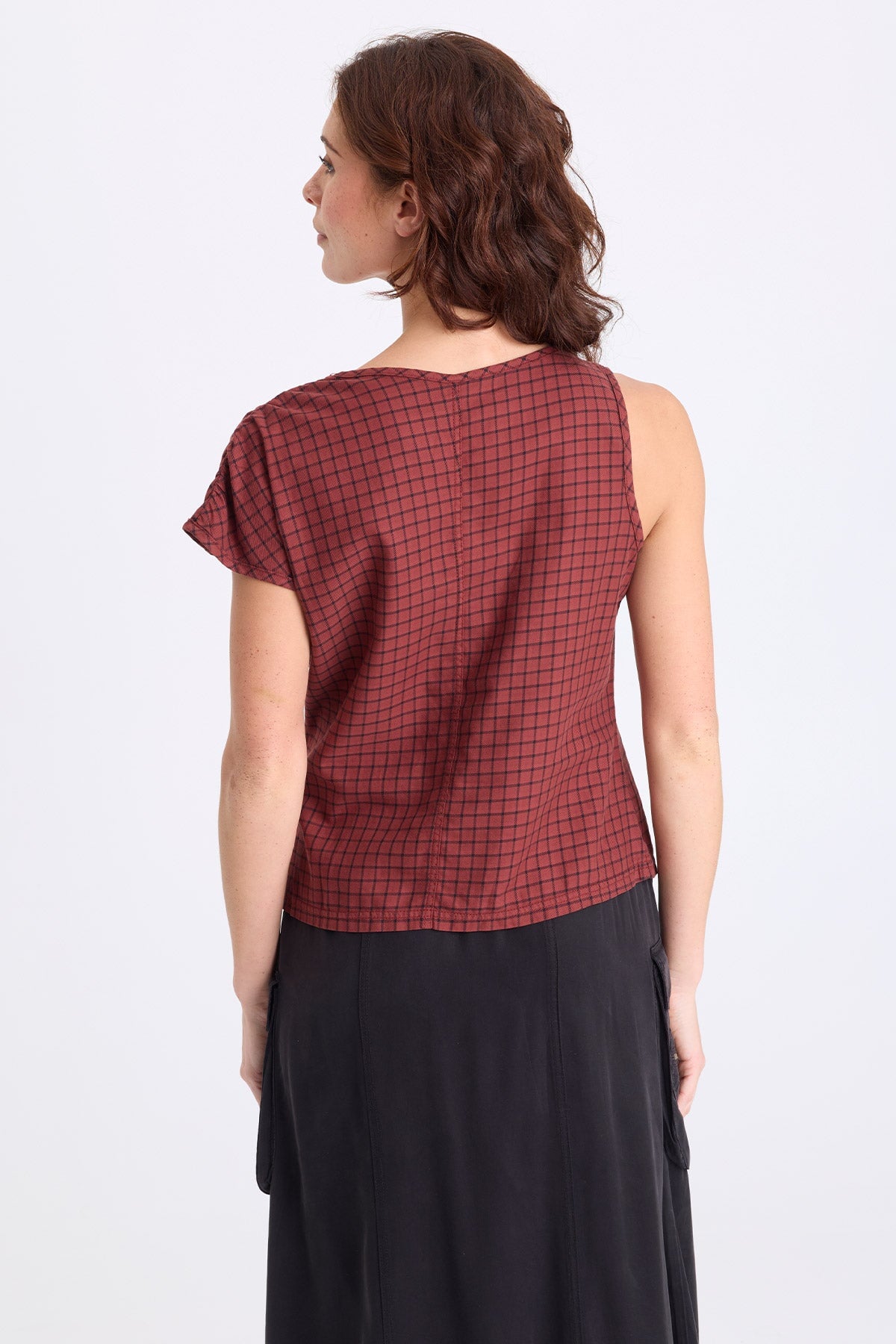 XCVI Sanar Plaid Asymmetric Tank