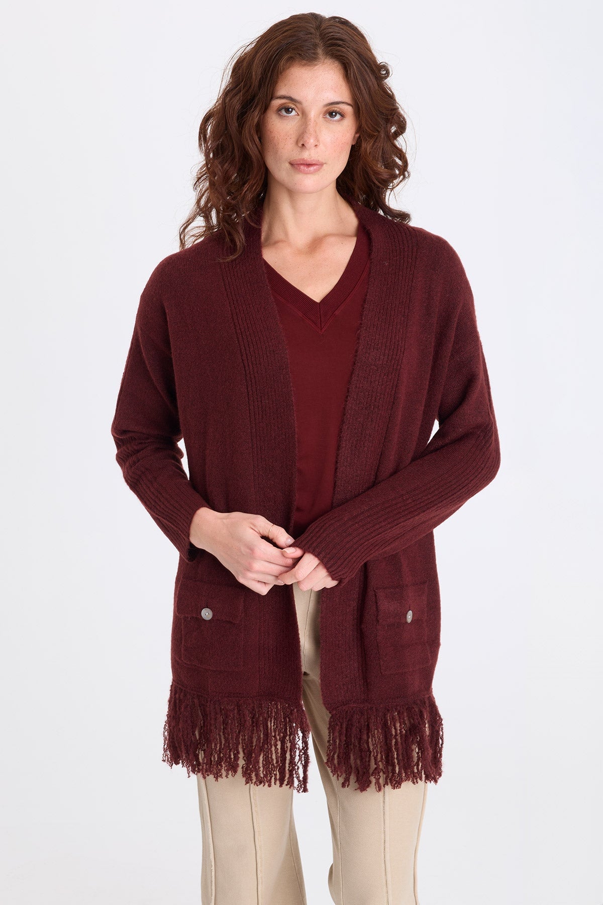 XCVI Bakari Sweater-Knit Fringe Cardigan