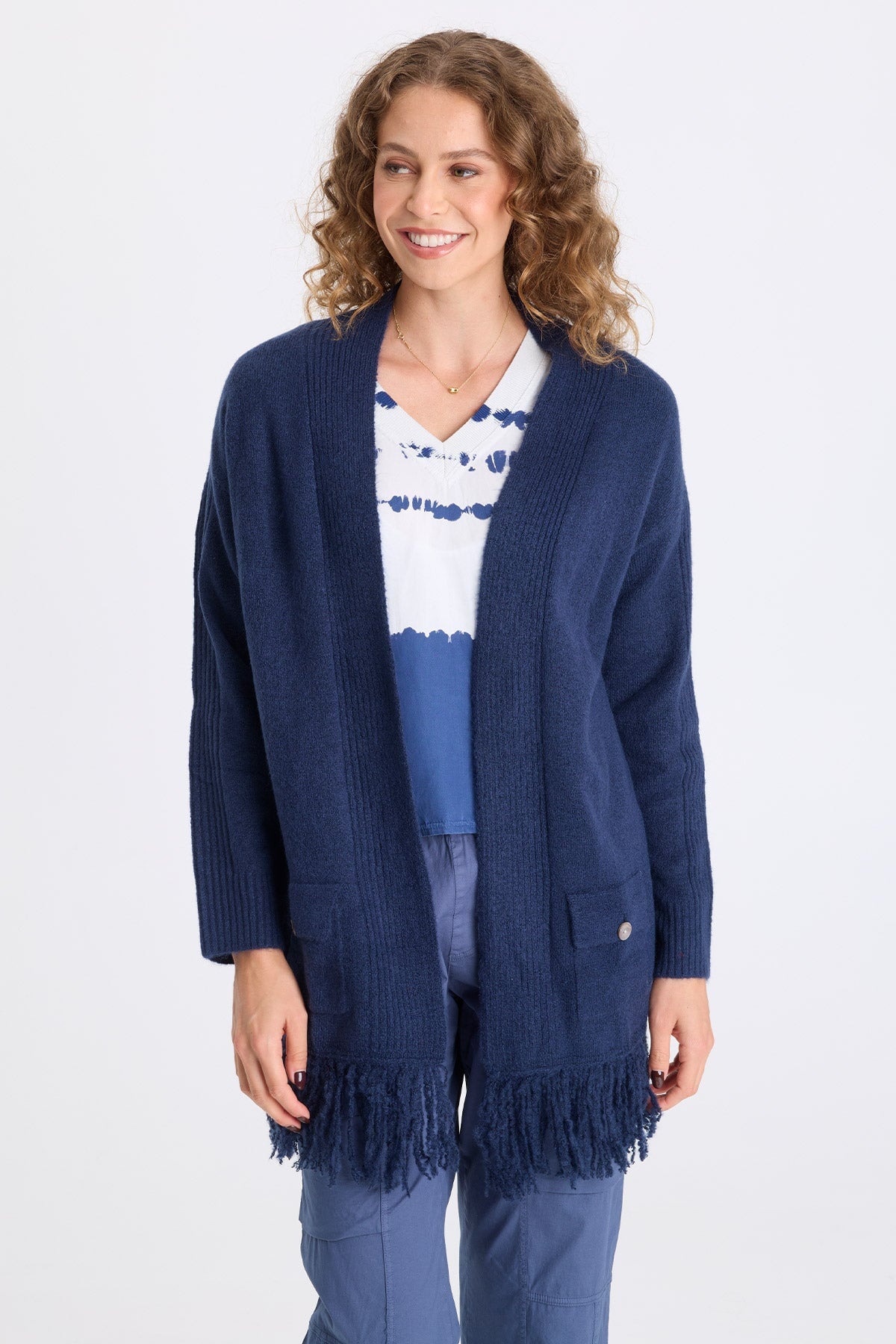 XCVI Bakari Sweater-Knit Fringe Cardigan