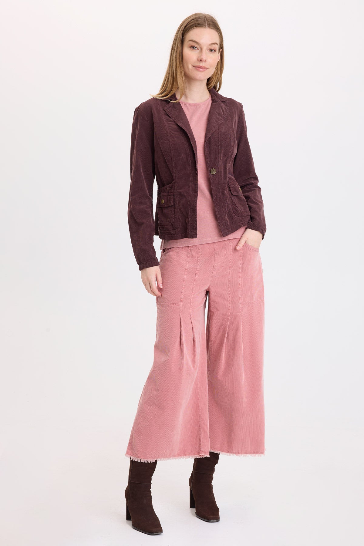 Liene Corduroy Pleated Crop