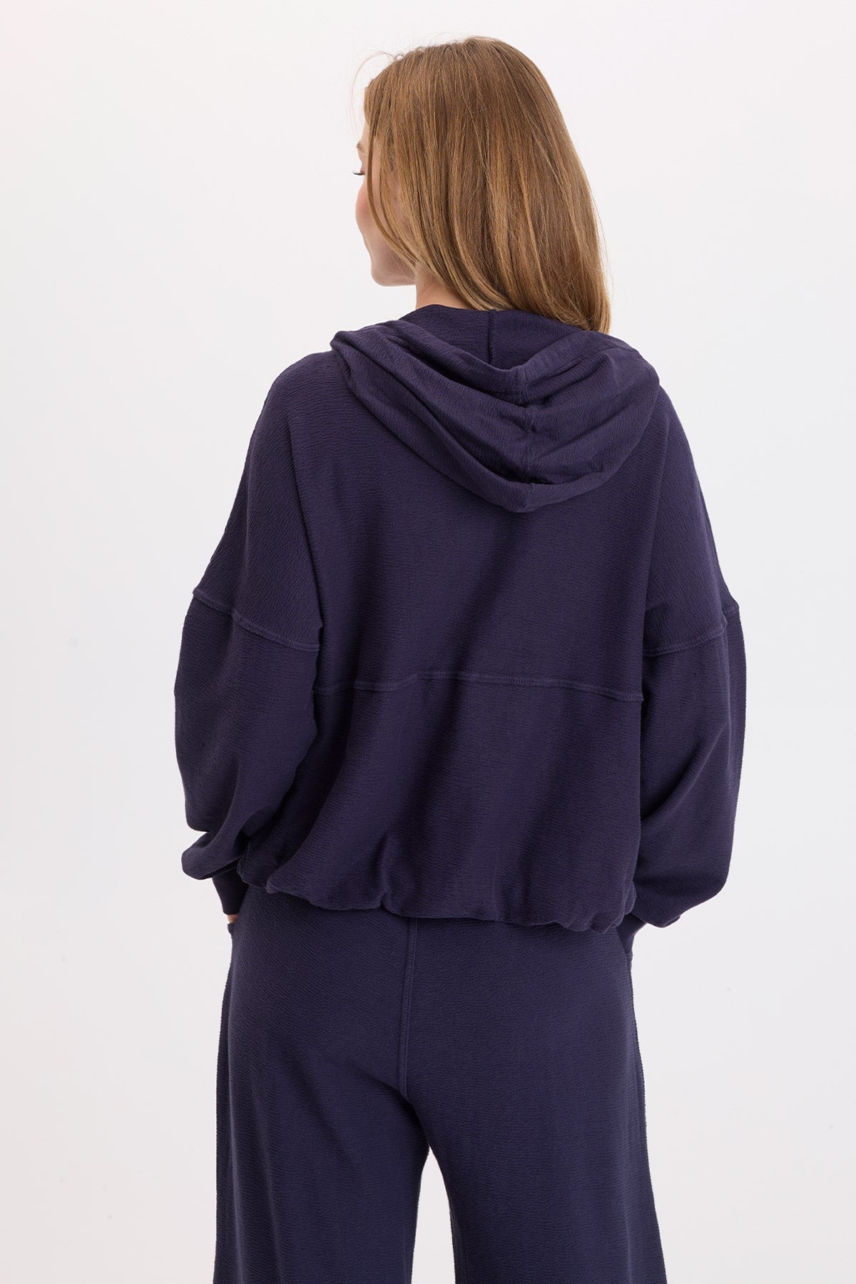 Wearables Baylen Crepe-Knit Zip-Up Hoodie