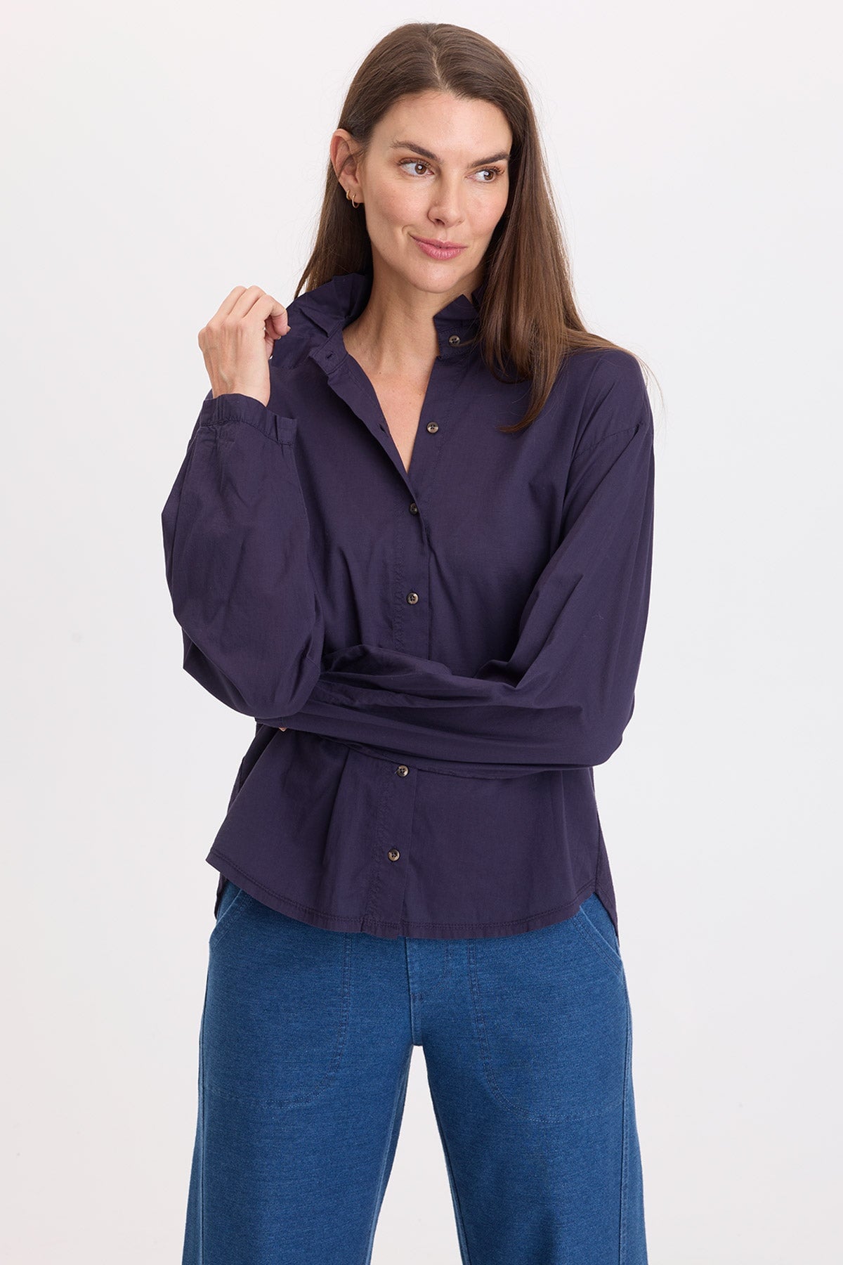 Wearables Lohan Voile Ruffle Neck Top