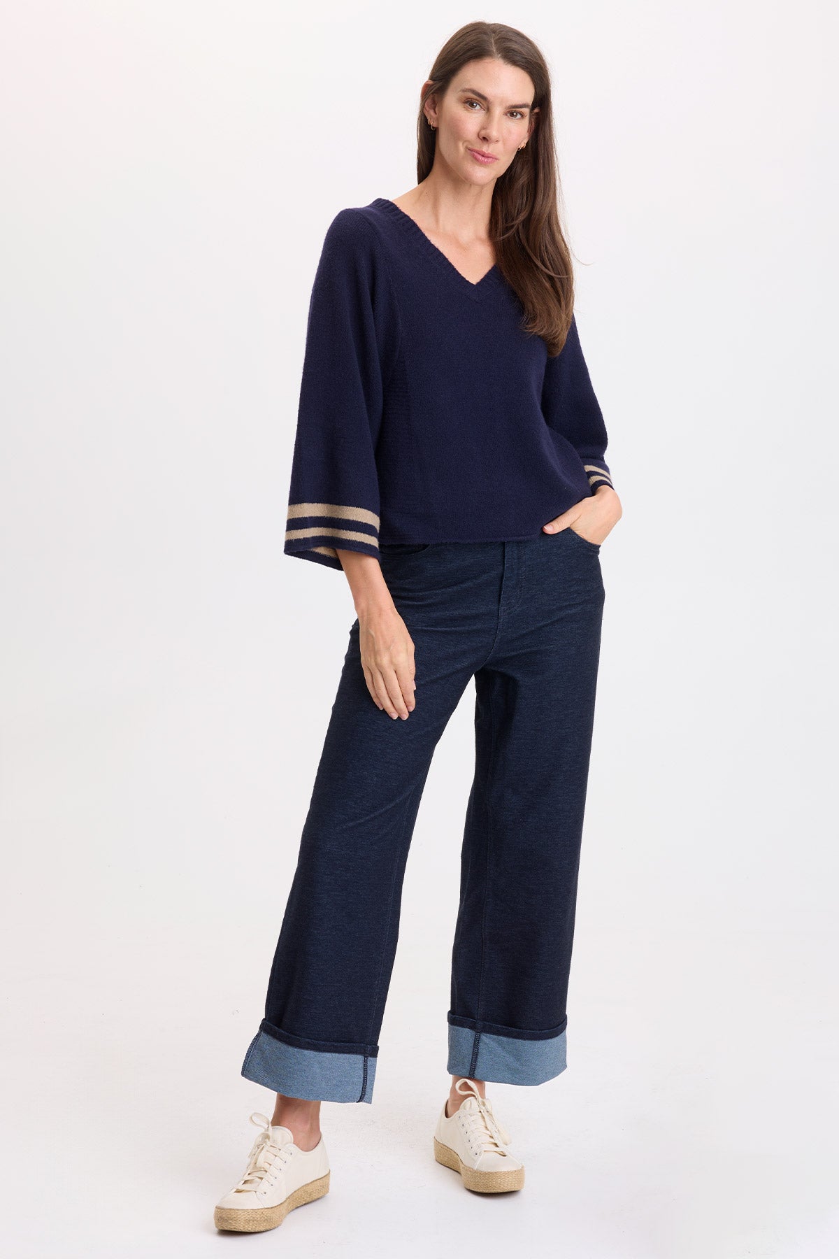 Livia Indigo Twill Cuffed Pant