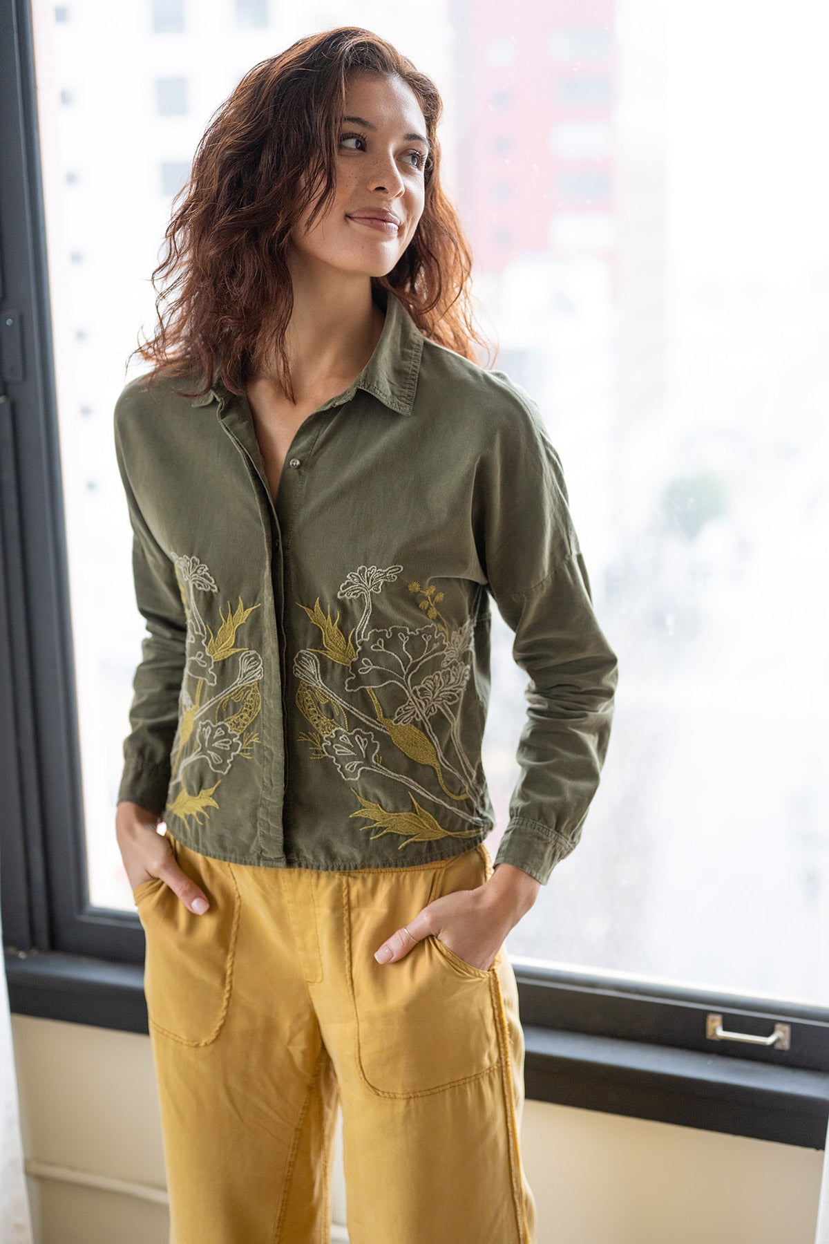 Kyle Embroidered Corduroy Button-Up