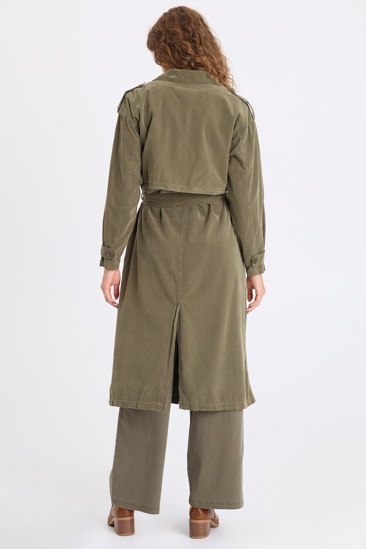 XCVI Harun Embroidered Corduroy Belted Trench