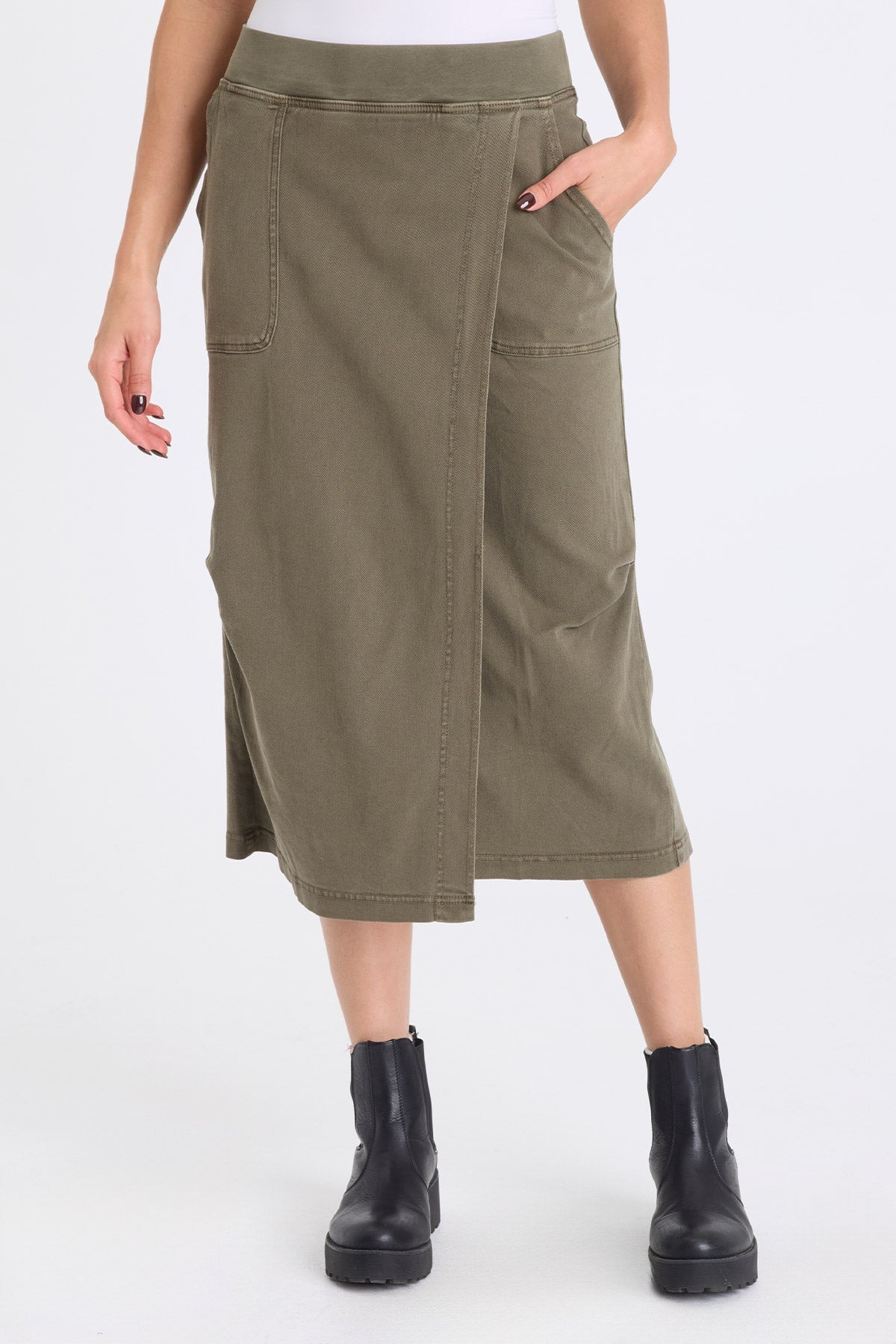 XCVI Abelia Twill Cross Panel Skirt