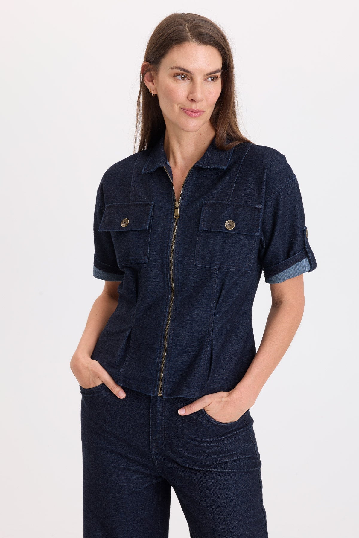 Wearables Tammen Indigo Twill Short Sleeve Shacket