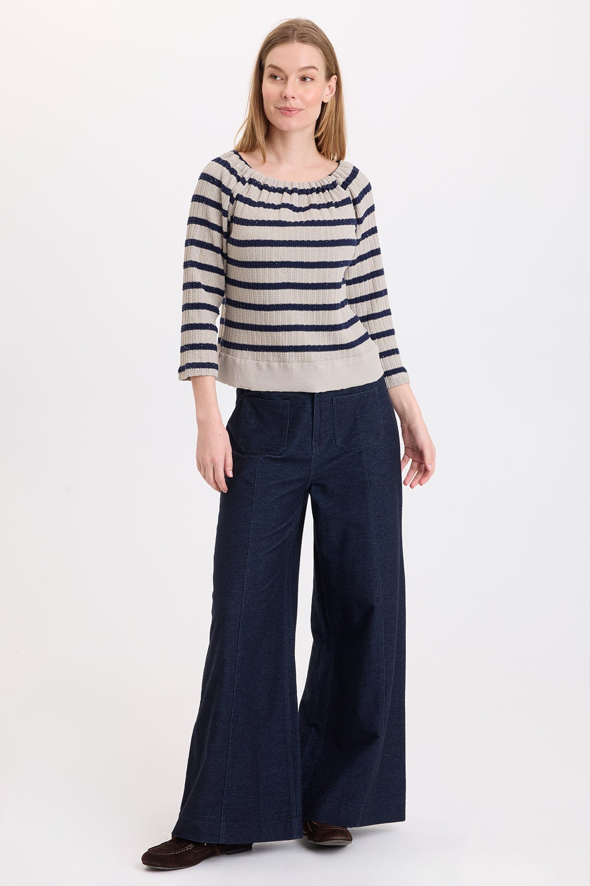 Wearables Kelvis Elastic Neck Stripe Top