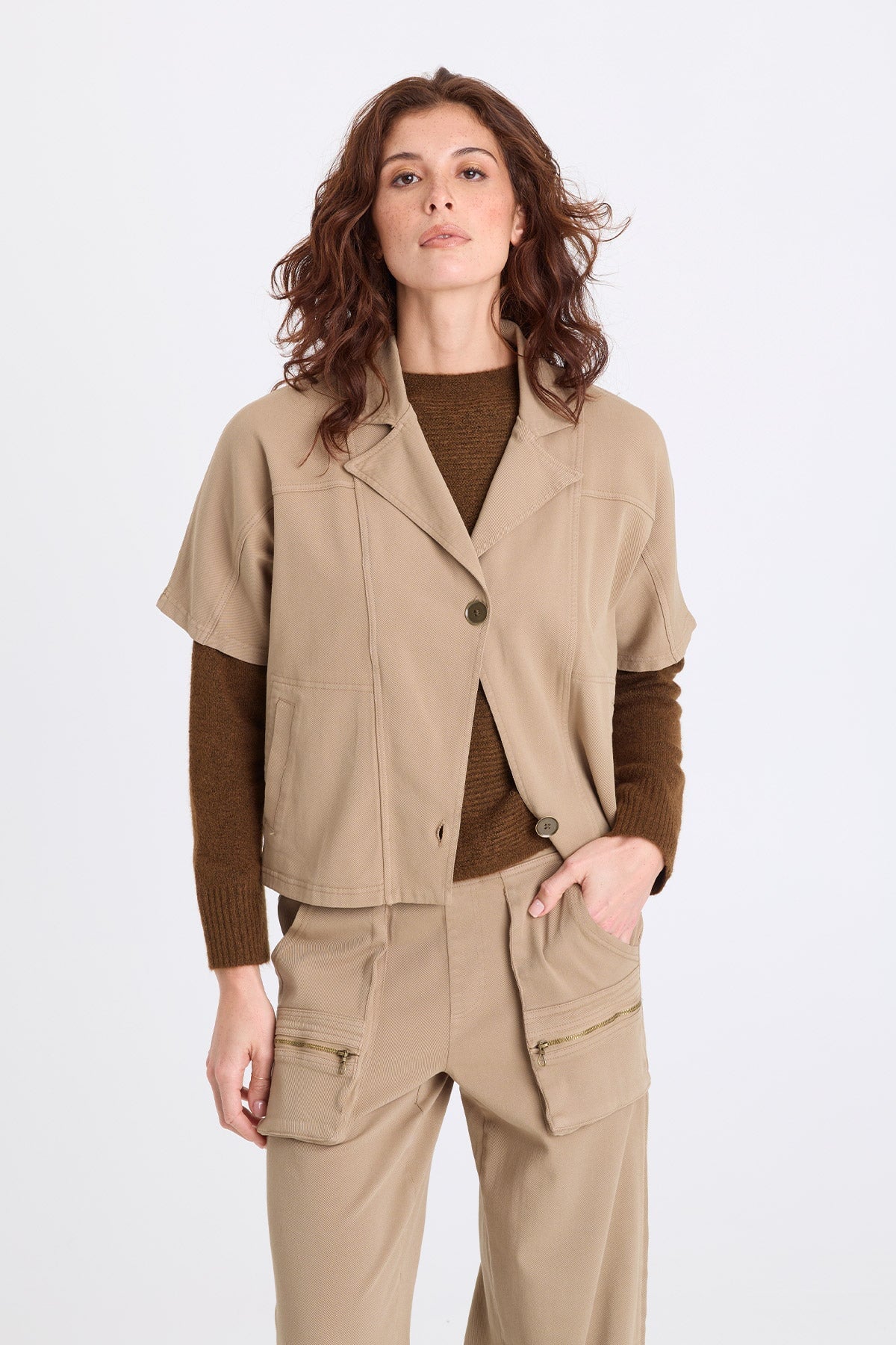 XCVI Nevo Twill Capelet-Style Jacket