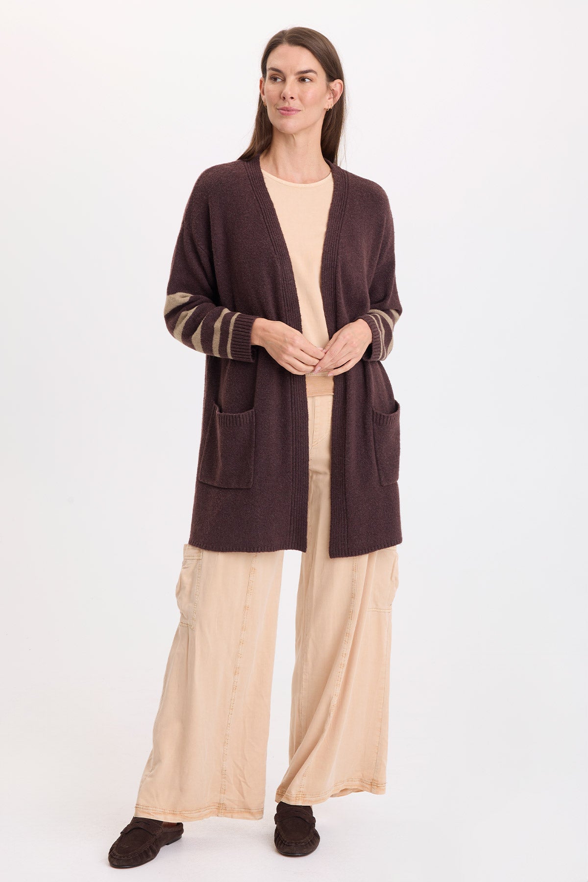 Ayla Striped Sleeves Cardigan