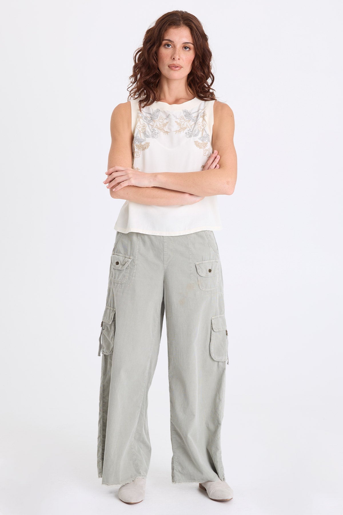 XCVI Nolyn Corduroy Wide Leg Cargo Pant