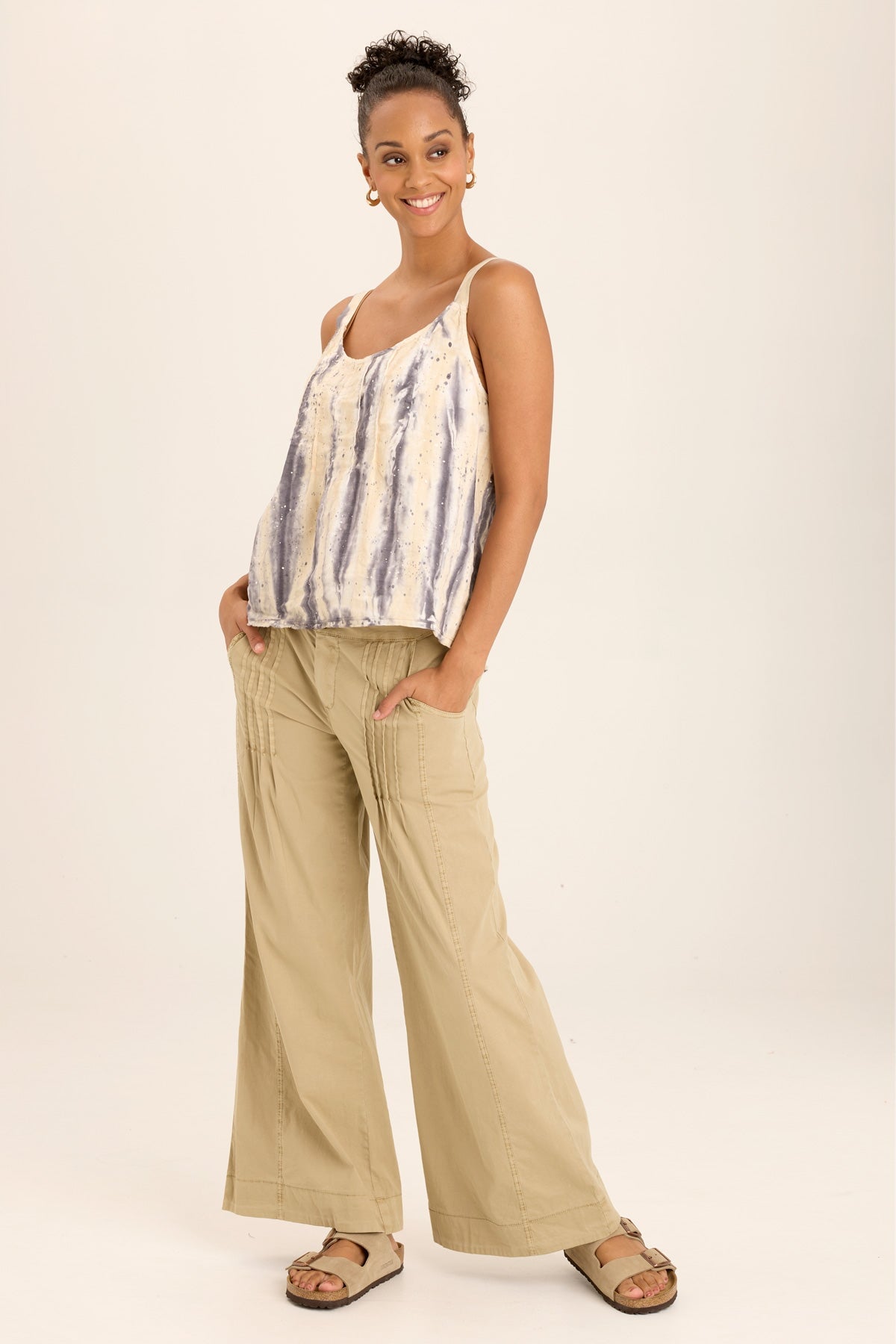 Wearables Rebecca Stretch Poplin Pleated Pant